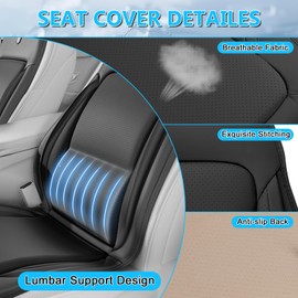 Daspom 12V-24V Cooling Car Seat Cover Front Seat with 15 Fans, Ventilated Cooling Car Seat Cushion 3 Adjustable Wind Speeds, Cooled Seat Cover Universal Fit for Car Truck SUV, Black