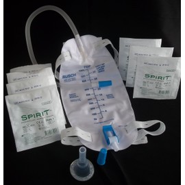 Urinary Incontinence Kit, One-Week, 7-Condom Catheters Self-Seal External 25mm (Small), Premium Leg Bag 1000ml Tubing, Straps & Fast and Easy Draining