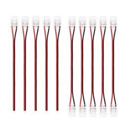 ENQIMAOYI COB LED Light Strip Connectors 2-pin 10mm LED Extension Connector Solderless Adapter Terminal Extension,Strip to Strip Jumper for COB 12V/24V Light Strips