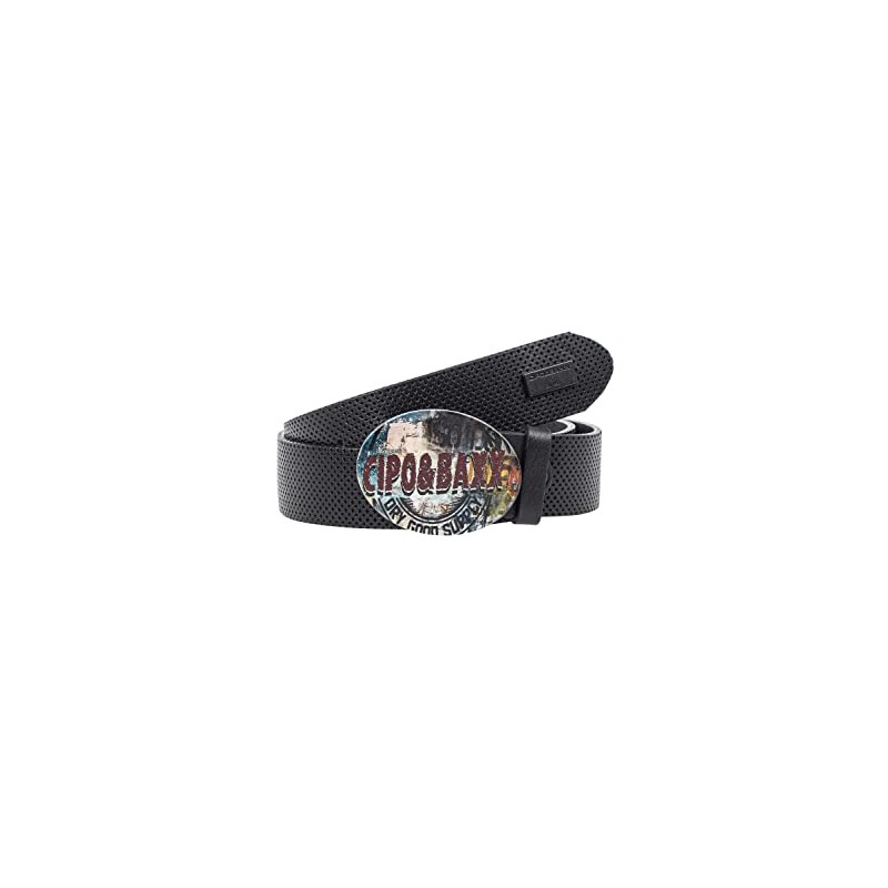 Cipo & Baxx CG206 Men's Leather Belt Colourful Buckle Oval