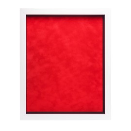 16x20 Shadow Box Frame White Wood with a 1 3/4" Usable Display Depth Includes a Red Suede Acid-Free Backing Board, UV Resistant Acrylic, and Hanging Hardware