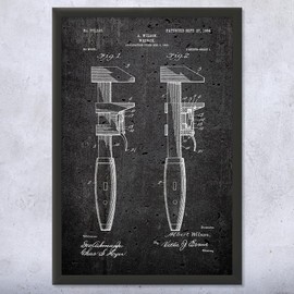 Framed Pipe Wrench Print, Plumbing Art, Pipe Fitter, Plumber Gift, Handyman Gift, Shop Class Art, Wrench Blueprint Dark Concrete (16x20)