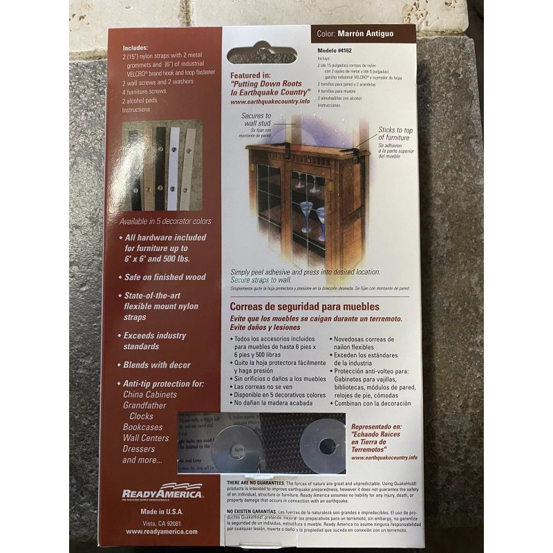 ReadyAmerica Quake Hold Safety Strap Earthquakes Furniture Child Safety Strap