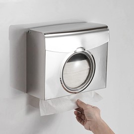 DOONARCES Stainless Steel Toilet Paper Holder, Wall Mounted Toilet Tissue Dispenser Tissue Box Holder for Bathroom Restroom Hotel Office 9.8 * 3.5 * 7.9in (Silver)