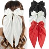 Hair Accessories - 3 Pcs Oversized Satin Hair Barrettes, Ribbon