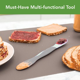 Tovolo Scoop and Spread Large Dual End Silicone Sandwich Spreader Tool with Nylon Handle, BPA Free Dishwasher Safe Silicone and Nylon Tool for Spreading and Scooping, Blue Haze and Oyster Gray