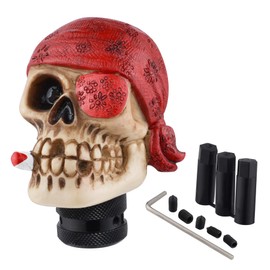 Padaodao Skull Gear Knob One-Eyed Pirate Car Stick Shifter Handle Shift Lever Head fit Most Manual Automatic Truck SUV, Red