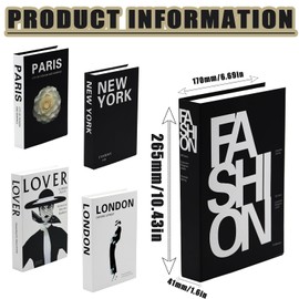 YUJUVI Decorative Books for Home Decor Pack of 5 Fake Books Decorative Books Decorative Books Foldable Cardboard Box Only Fake Books Display for Home Coffee Table Shelves Decorative Books for Office