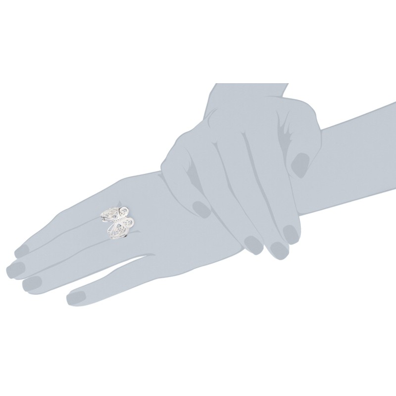 Vinani Butterfly Paisley Shiny Sterling Silver Ring RSL, Sterling Silver