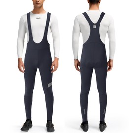 Santic Men's Cycling Bib Shorts High Elasticity Cycling Shorts Long Padded with Side Pocket, gray, XL