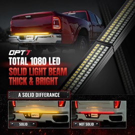 OPT7 60" Redline Parlux Triple Row LED Tailgate Light Bar w/Sequential Amber Turn Signal, Weatherproof Rigid Aluminum Frame Light Strip for Trucks, Pickup - Full Function Reverse Brake Running