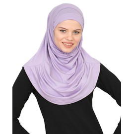 Prien Chic Ready To Wear Hijab For Women, Muslim Long Turban Undercap Set, Instant Scarf, Prayer Clothes For Girls, Abaya (Lilac)