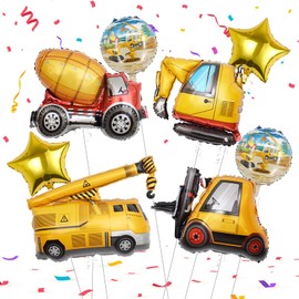 Construction Birthday Party Supplies, Large Digger Balloons for Construction Party Supplies Tractor Truck Foil Mylar Balloons for Party Birthday Truck Theme for Boys Digger Birthday Party Decorations