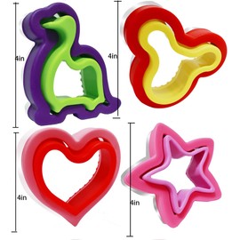 GELIFATLE Sandwich Cutter and Sealer for Kids, 4pcs Bread Sandwich Decruster Pancake Maker DIY Cookie Cutters for Kids Bento - Dinosaur Heart Star Mickey Head Shaped