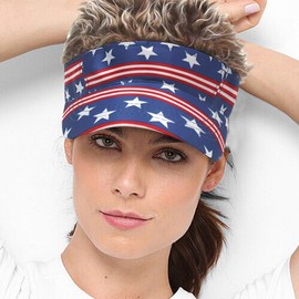 LXOrdora Mens Visor Hats with Spiked Wig Novelty Adjustable Baseball Golf Cap with Fake Hair USA Flag Coffee