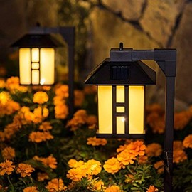 GIGALUMI Solar Pathway Lights, Solar Outdoor Lights Pathway, Decorative Solar Garden Lights for Lawn/Patio/Yard/Pathway/Walkway/Driveway Decoration 4 Pack