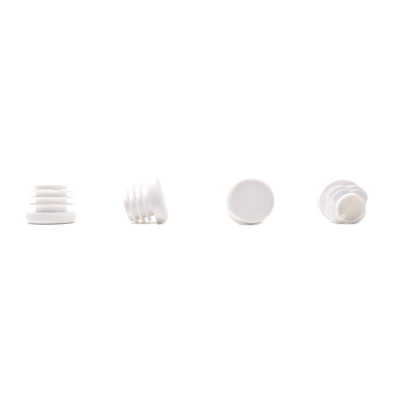 22mm Plastic End Caps, White Tube Inserts, Pack of 4