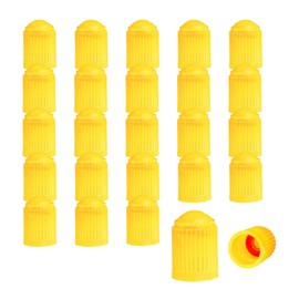 Ziciner 25 PCS Tire Valve Stem Caps, Plastic Car Tyre Valve Cap with O Rubber Seal, Dustproof Airtight Seal Wheel Stem Covers, Universal Accessories for Cars, SUVs, Bicycles,Trucks (Yellow)