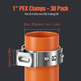 TRILINK 1" PEX Crimp Rings 30-Pack, 304 Stainless Steel Single Ear Cinch Clamp Rings, 1 Inch Leak-Proof Pinch Clamps Compatible with PEX Tubing & Standard Cinch Tools