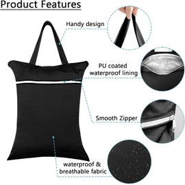 2 piezas Wetbag,Impermeable Nasstasche, Lavable Ropa Sucia Bolsa Con Mango, Bolsa de Lavandería Wet Bags,Reutilizable Wetbag Para Gimnasio Ropa Mojada Piscina Colegio Dorm