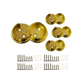 QCAA Heavy Duty Solid Metal Closet Rod Socket Set, 1-3/8'', Polish Brass, 4 Pair, Made In Taiwan