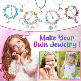 121Pcs Charm Bracelet Making Kit, Caffox DIY Bracelet Making Kit for Girls Ages 7~12, Jewelry Making Supplies for DIY Craft, Jewelry Gift for Teen