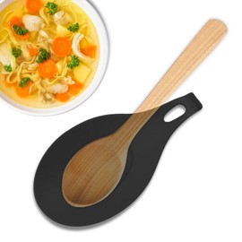 CHEFZOCO Löffelablage aus Silikon für die Küche, Löffelablage aus Silikon, Löffelhalter, Küchenutensilien, Silikon-Löffelhalter, BPA-frei, Silikon, Schwarz