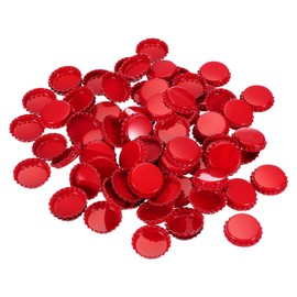PATIKIL 100 PCS Bottle Caps for Crafts, 1 Inch Double Sided Printing Metal Bottle Caps Bulk Flattened Charm for DIY Craft Embellishments Badge Making, Red