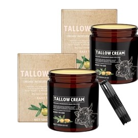 Beef Tallow for Skin, Beef Tallow Cream Organic, Beef Tallow Organic for Skincare, Honey Beef Tallow Cream for Face, Body Moisturising Beef Tallow, Hidratante Para La Piel, Nutre La Piel (Dos piezas)