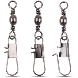 OROOTL Fishing Barrel Swivel with Snap, 120 Pack Snap Swivels Fishing Tackle Stainless Steel Safty Interlock Snaps Saltwater Freshwater Fishing Connector 31-95L