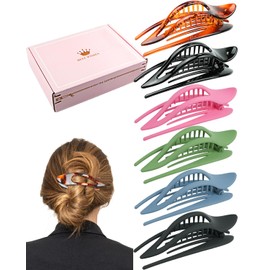 Mevnccola 6 Pcs Thick Hair Clips Set for Women & Girls: 5" Large Side Slides, Strong Hold No Slip Grip, Flat Curved Claw Clamps, Duckbill Clamps for Long Hair