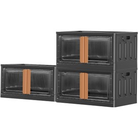 8.4 Gal Collapsible Storage Bins with Lid, 3 Pcs Free Installation Foldable Closet Organizers and Storage Bins for Organizing Household Goods