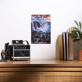 Lantern Press 6x9 Inch Metal Sign, The Big Island, Hawaii, Lava Flow Scene
