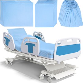 KisSealed 12 Pack Hospital Bed Sheets for Home Use, Extra Long Hospital Bed Fitted Sheets 36 ×84 ×14 Inches,Bed Sheet Set Included Flat Sheets and Pillow Cases,Blue