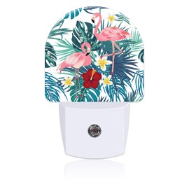 Uiaoiais Night Light Plug into Wall with Flamingo and Palm Leaves, Dusk to Dawn Sensor for Room Decor, Hallway, Kitchen, Bathroom, Nursery, Stairs