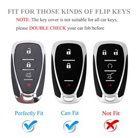 YALNORVA For Chevy Key Fob Cover with Keychain, Key Fob Case Cover Fits for Chevy Blazer Traverse Malibu Cruze Trax Equinox Trailblazer Bolt Camaro Car Accessories Smart Key