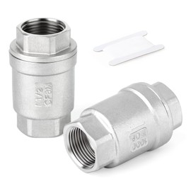 TAISHER 1PCS 304 Stainless Steel 1/2" Female Vertical Check Valve，Backflow Prevention, One Way Spring Check Valves CF8 WOG 1000
