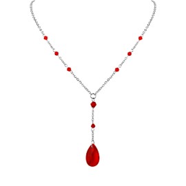 Sacina Gothic Y Necklace, Dainty Necklace, Teardrop Necklace, Red Necklace, Gothic Necklace, Goth Necklace, Christmas New Year Jewelry Gift for Women