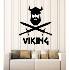 Large Vinyl Wall Decal Warrior Viking Weapons Middle Ages Decor Stickers Mural (g5887) Black