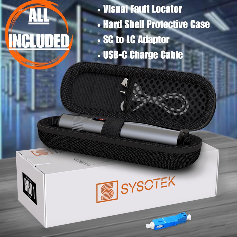 Sysotek Visual Fault Locator - Rechargeable Red Light VFL Fiber