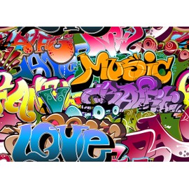 DePhoto 7x5Ft Graffiti Backdrop 80s 90s Hip Hop Themed Party Decorations Backdrop Urban Street Hip Hop Background Art Graffiti Fashion Decorations Supplies Photo Studio Props