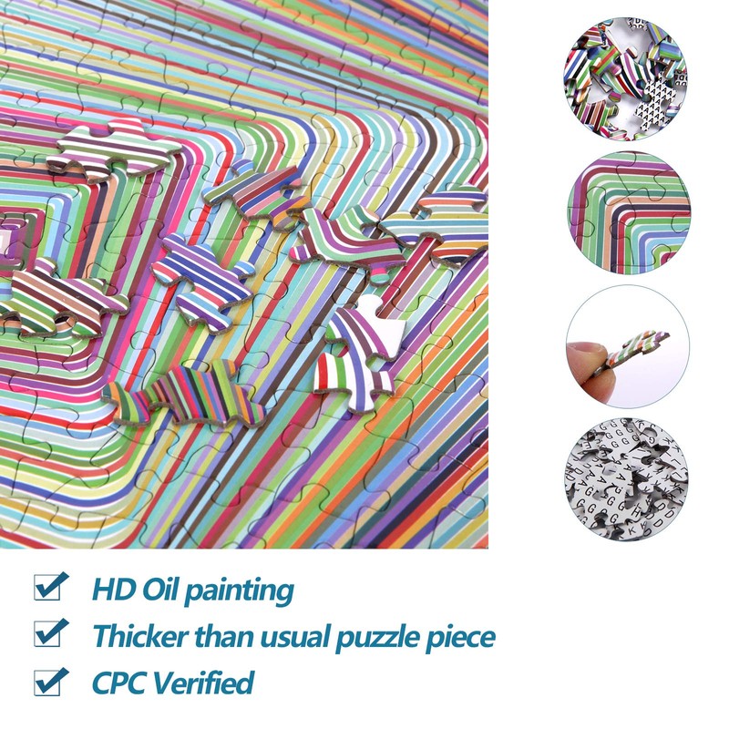 Bgraamiens Puzzle-Twisted 3D Colorful squares-1000 Pieces Square Puzzle Color Challenge