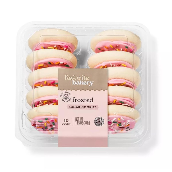 Frosted Sugar Cookies With Pink Icing - 13.5oz 10ct -