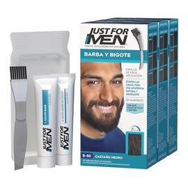 Just For Men Tinte en Gel Barba y Bigote, Castaño Negro B50, 3 Pack 66ml