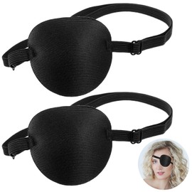 BOHUIZ Adjustable Eye Patch, Pack of 2 Pirate Eye Patch, 3D Eye Patch, Medical for Adults and Children, Black Eye Mask for Left or Right Eyes, Eye Patches for Amblyopia and Cosplay