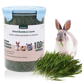 Ohcool Premium Dried Bamboo Leave Nature Food for Pet Rabbit and Other Small Animals - Dust Free Natural Green Fresh for Rabbits Tortoise Guinea Pig Chinchilla 3.5OZ