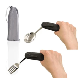 Forzaddik Adaptive Utensils Spoons Forks Set,Open Handle Design Provides Several Positions for Arthritis, Disabled People, Elderly (1 Set)