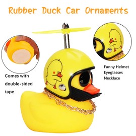 wonuu Rubber Duck Car Ornaments Yellow Duck Car Dashboard Decorations with Propeller Helmet (2Pack-Shark&Duck)