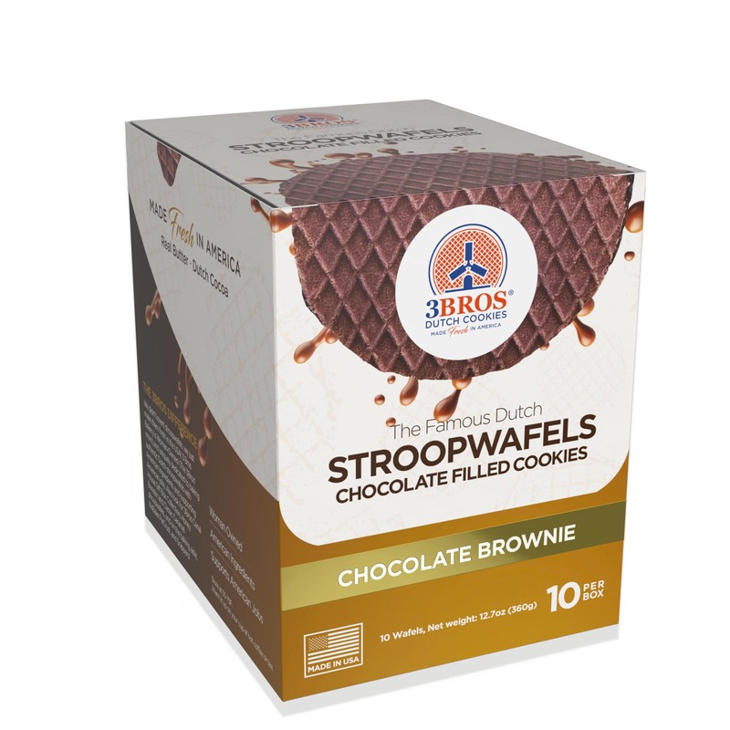 3Bros Stroopwafels, Dutch Caramel-Filled Waffle Cookies, Individually Wrapped, 10 Count,