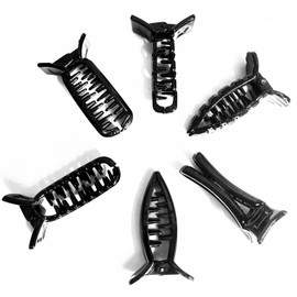 BHARATGAURAV Plastic Banana Clip/Clutch for Girls and Women (Pack of 6, Black)